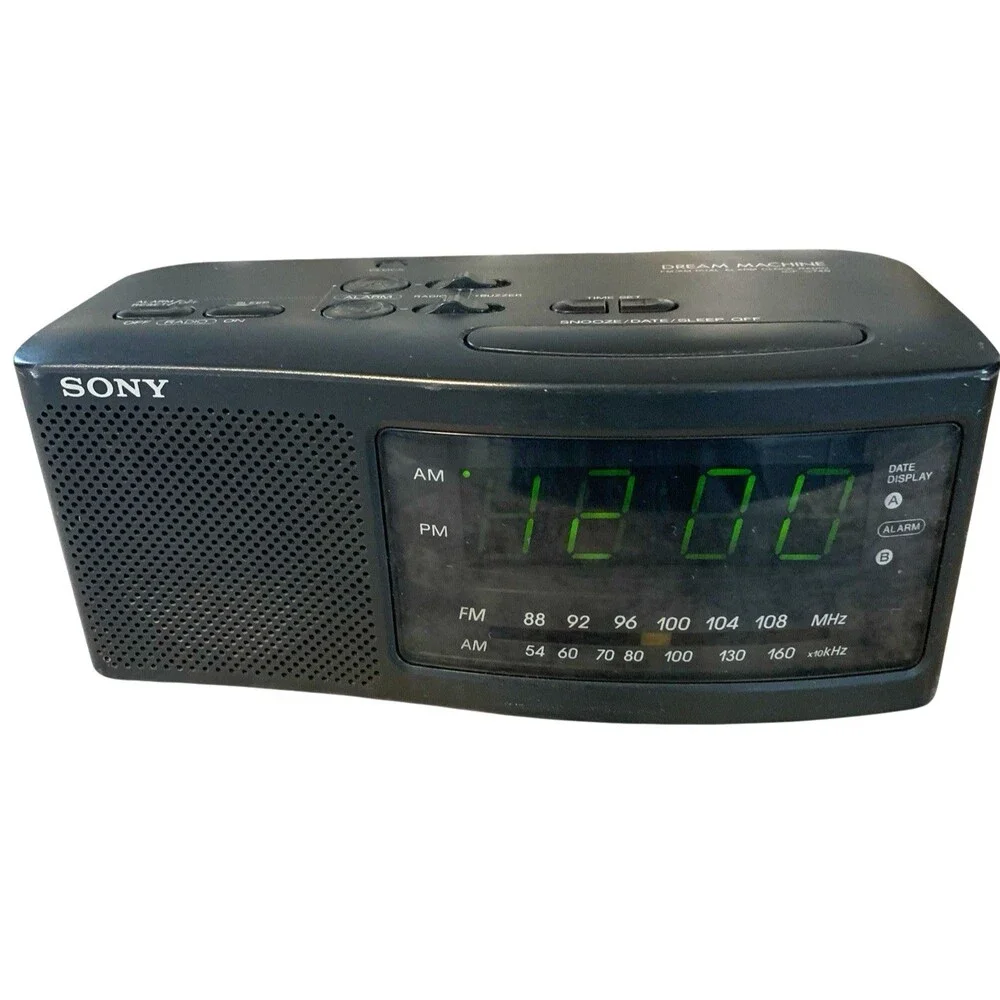 Sony Dream Machine ICF-C740 AM/FM Clock Radio Dual Alarm Black Works Great